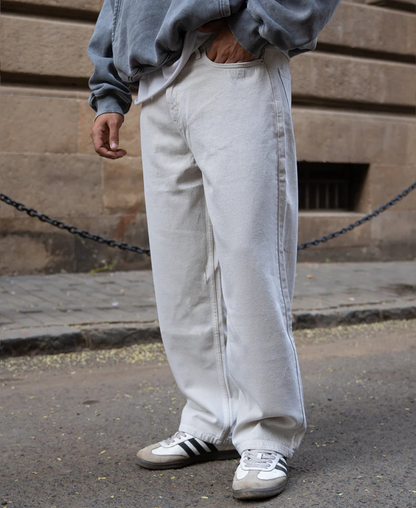 Powerlook Cream Baggy Jeans