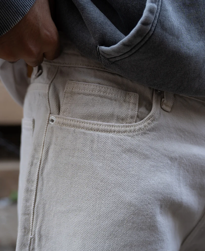 Powerlook Cream Baggy Jeans