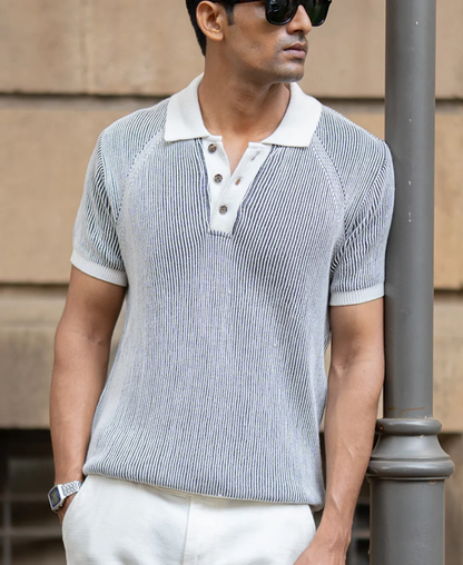 Powerlook Black & White Knit T-Shirt  Cotton