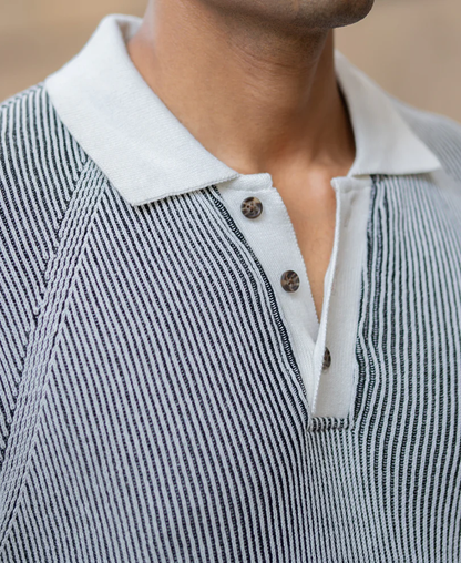 Powerlook Black & White Knit T-Shirt  Cotton