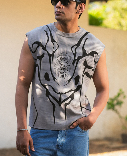 Powerlook Grey Graphic Print Vest