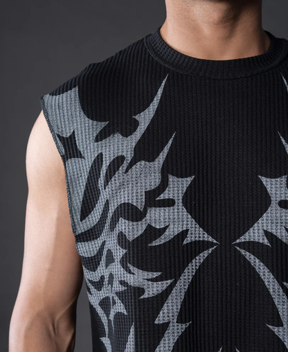 Powerlook Black Grunge Print Vest
