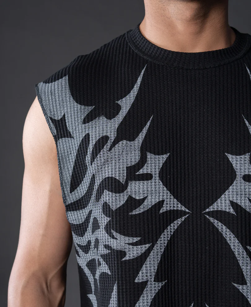 Powerlook Black Grunge Print Vest