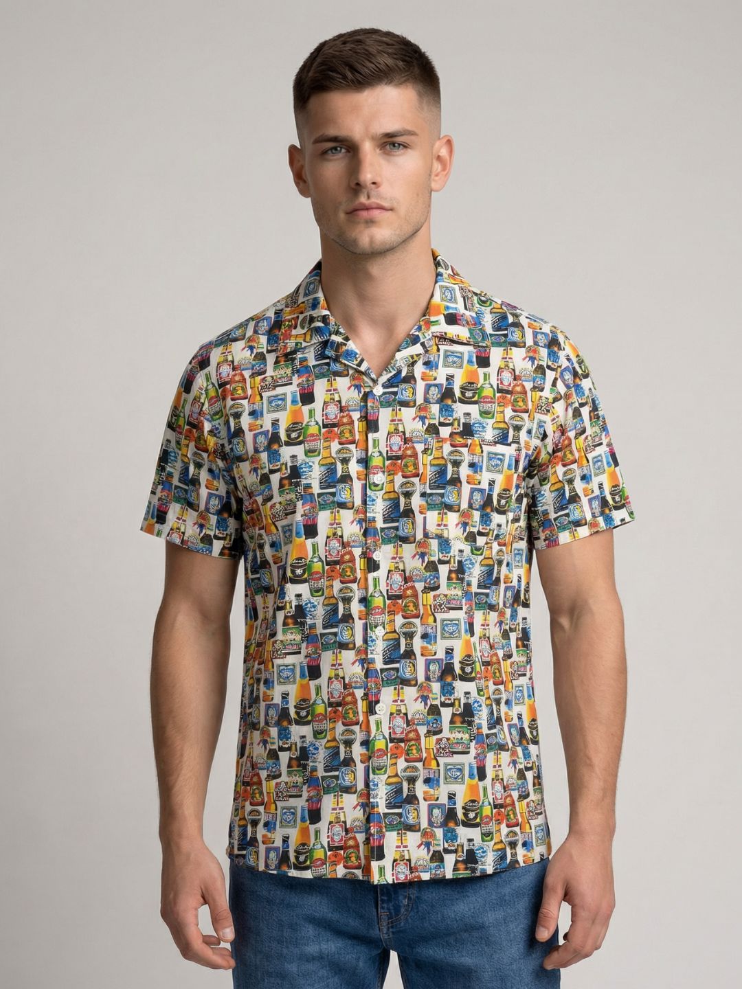 Mokajodi Men's Relaxed Printed Cuban Collar Shirt