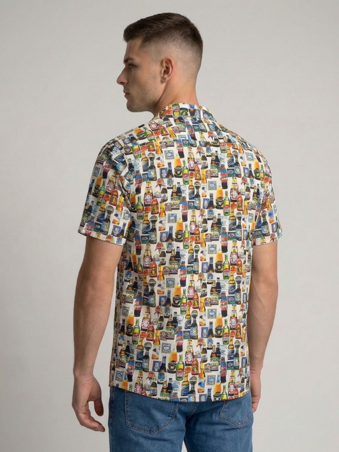 Mokajodi Men's Relaxed Printed Cuban Collar Shirt
