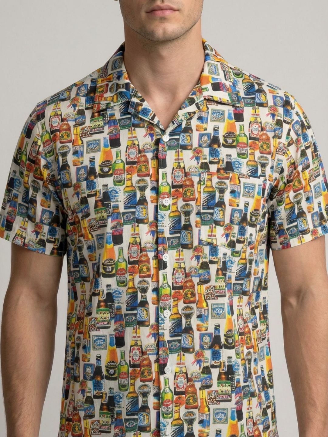 Mokajodi Men's Relaxed Printed Cuban Collar Shirt