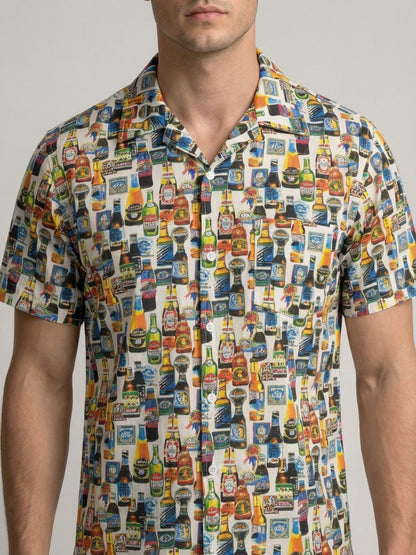 Mokajodi Men's Relaxed Printed Cuban Collar Shirt
