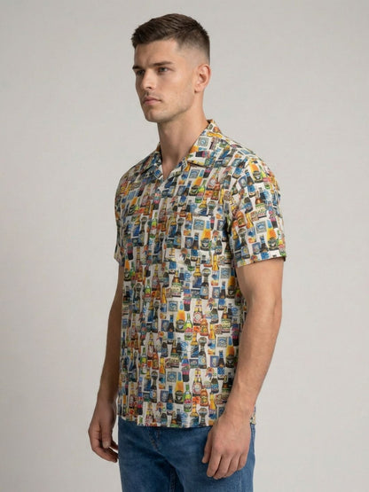 Mokajodi Men's Relaxed Printed Cuban Collar Shirt