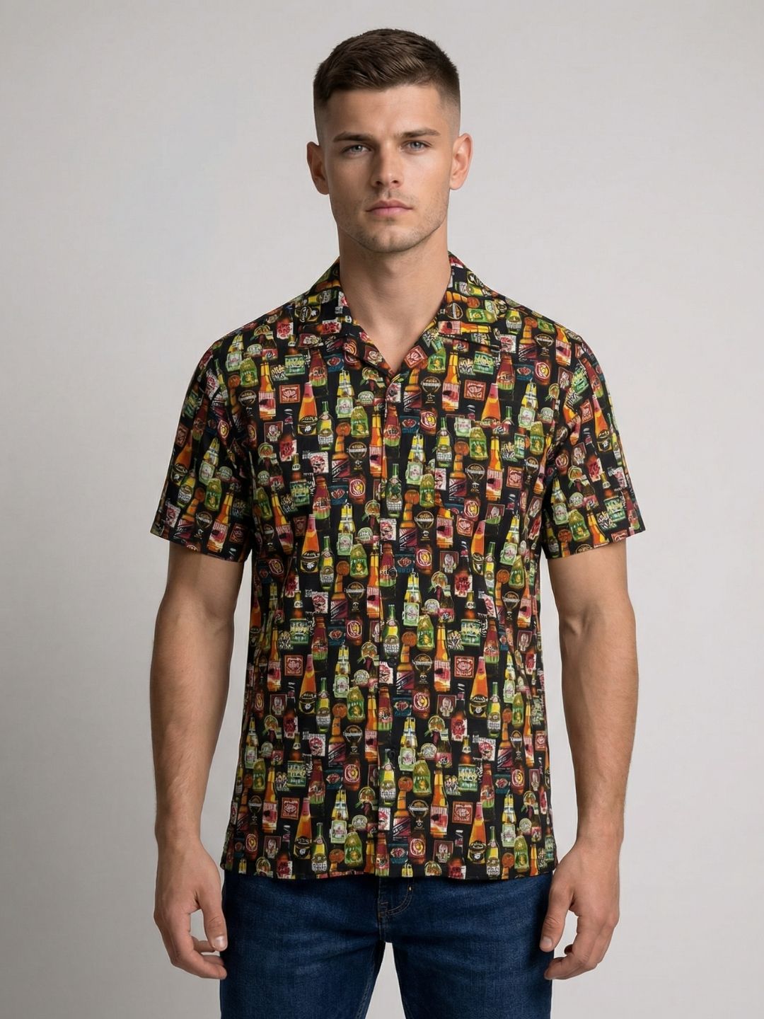 Mokajodi Men's Relaxed Printed Cuban Collar Shirt