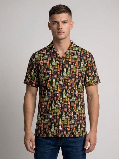 Mokajodi Men's Relaxed Printed Cuban Collar Shirt