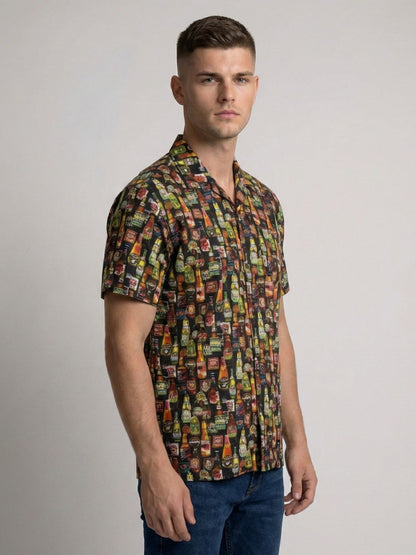 Mokajodi Men's Relaxed Printed Cuban Collar Shirt
