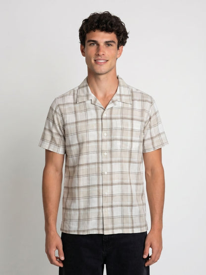 Mokajodi Men's Relaxed Checks Cuban Collar Shirt