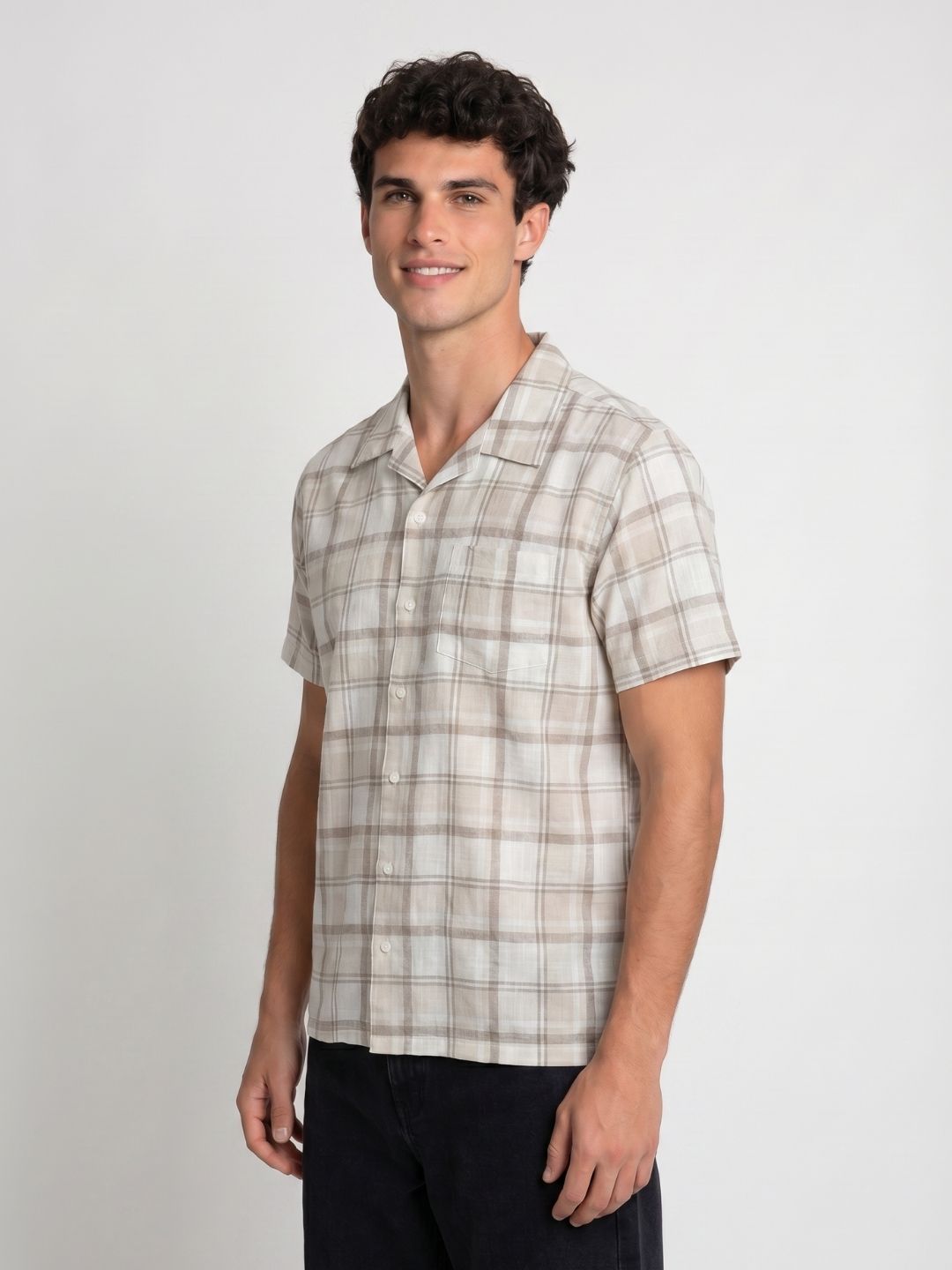 Mokajodi Men's Relaxed Checks Cuban Collar Shirt