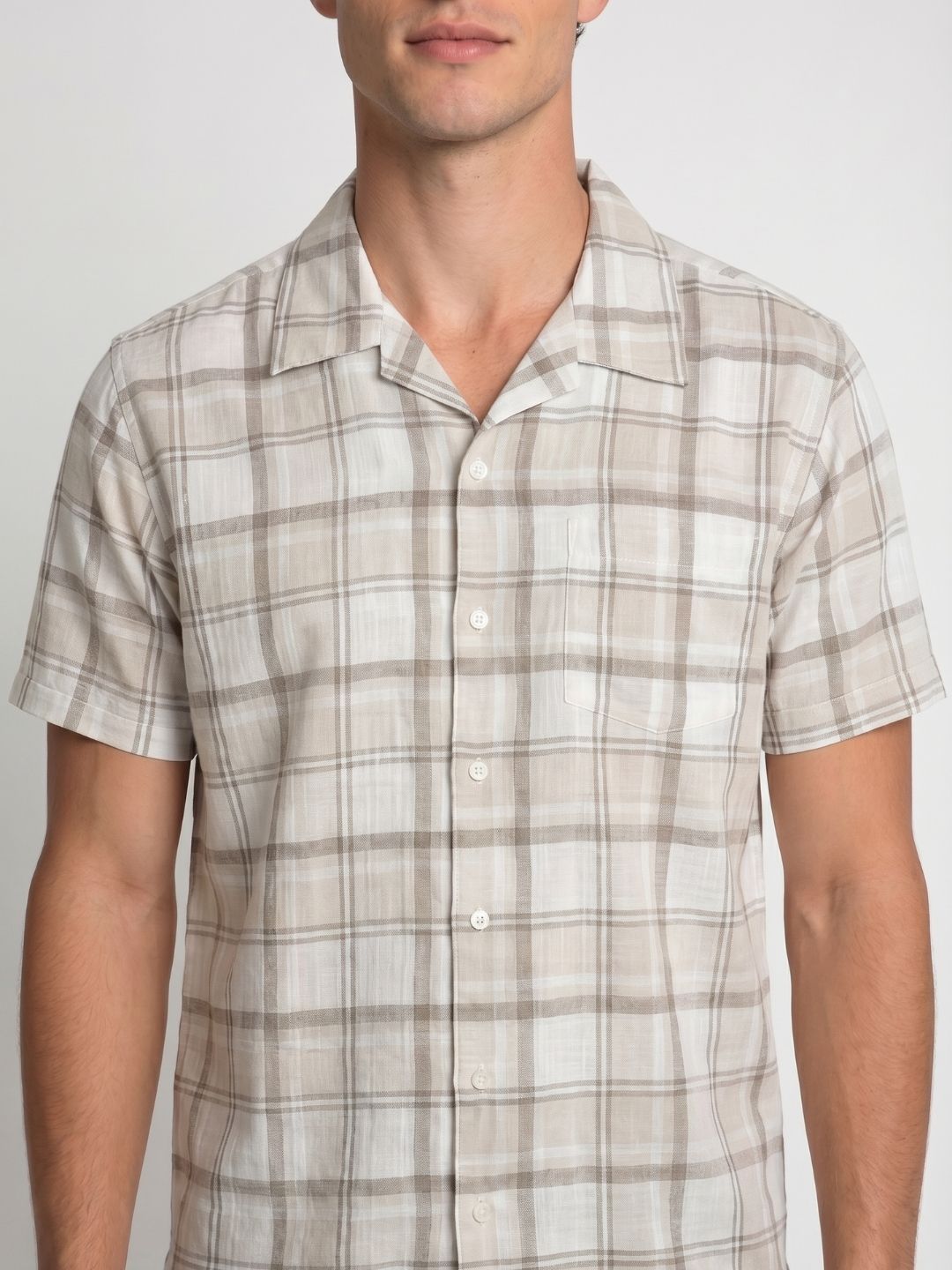 Mokajodi Men's Relaxed Checks Cuban Collar Shirt