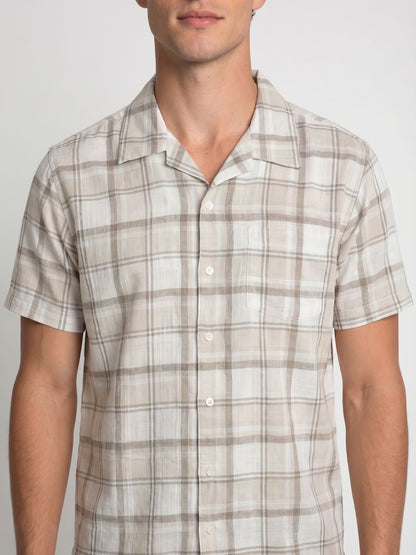 Mokajodi Men's Relaxed Checks Cuban Collar Shirt