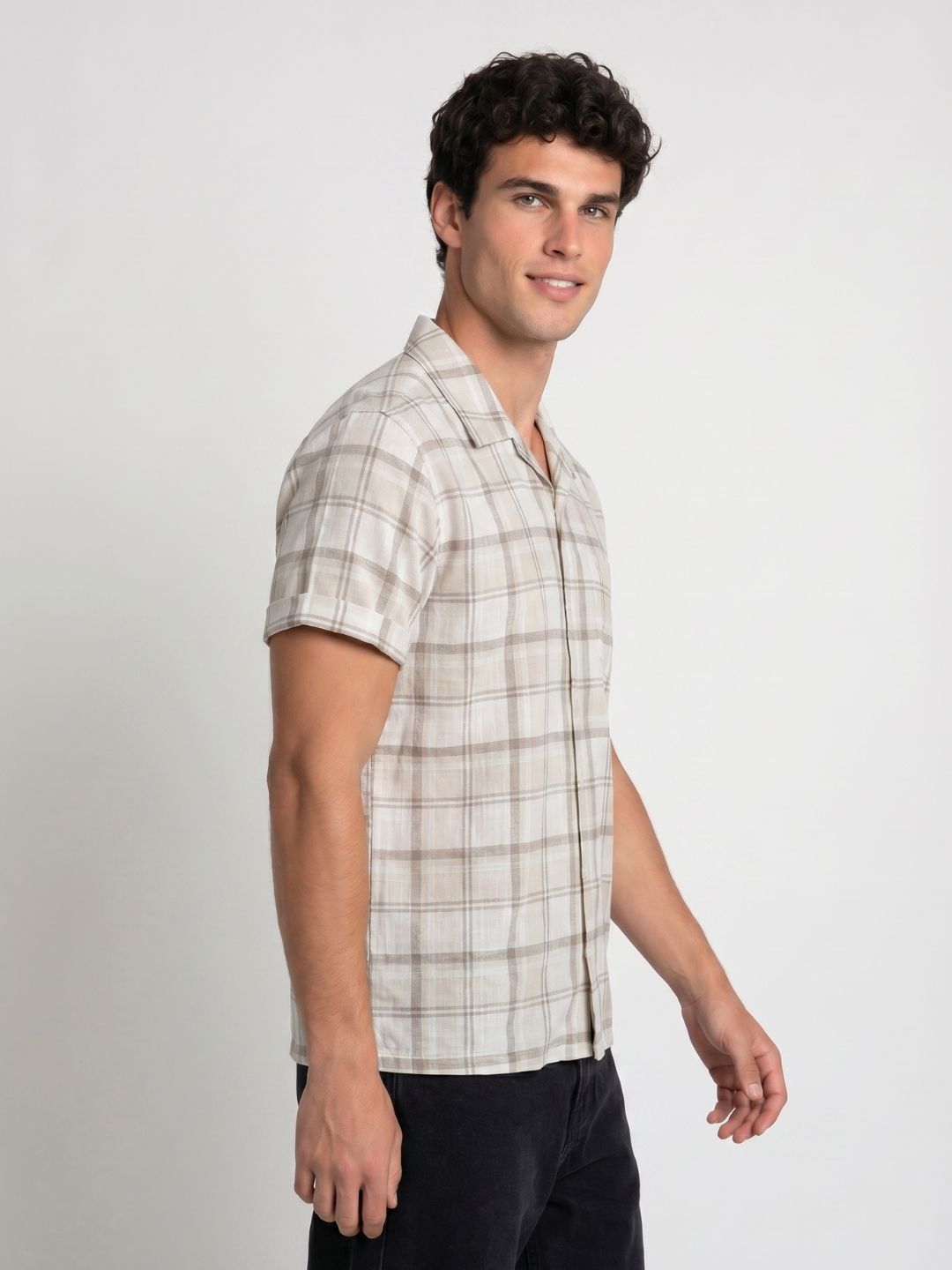 Mokajodi Men's Relaxed Checks Cuban Collar Shirt