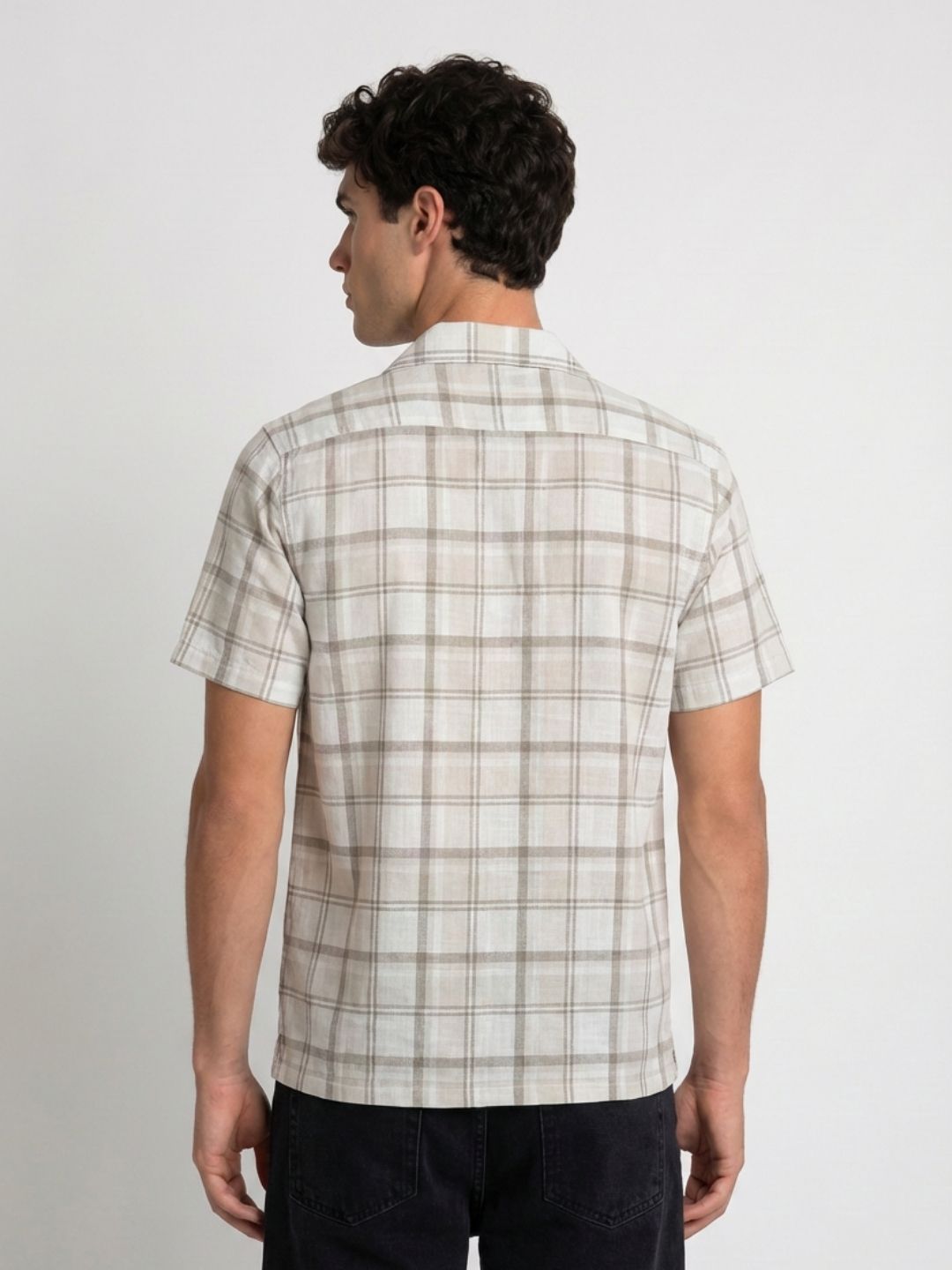 Mokajodi Men's Relaxed Checks Cuban Collar Shirt
