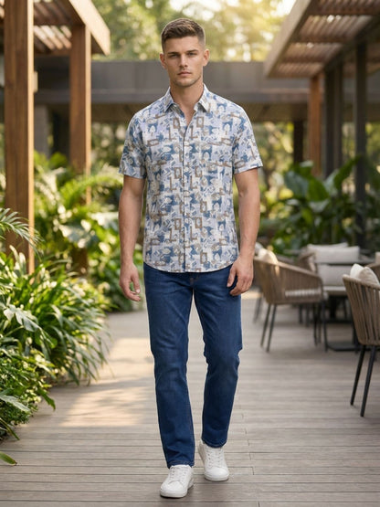 Mokajodi Men's Slim Fit Printed Regular Shirt