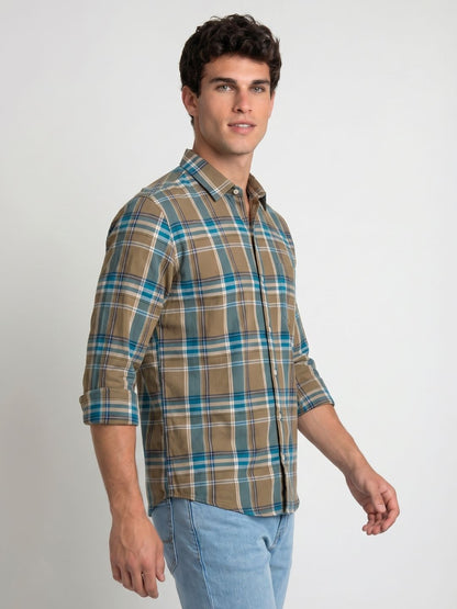 Mokajodi Men's Slim Fit Checks Regular Shirt