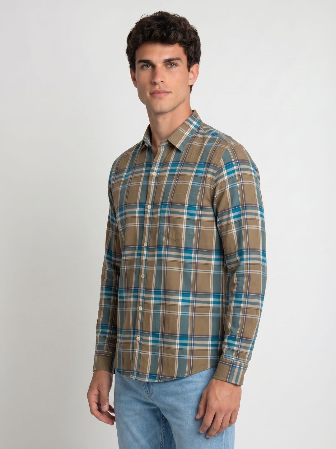 Mokajodi Men's Slim Fit Checks Regular Shirt