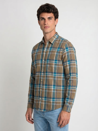 Mokajodi Men's Slim Fit Checks Regular Shirt