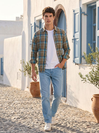 Mokajodi Men's Slim Fit Checks Regular Shirt