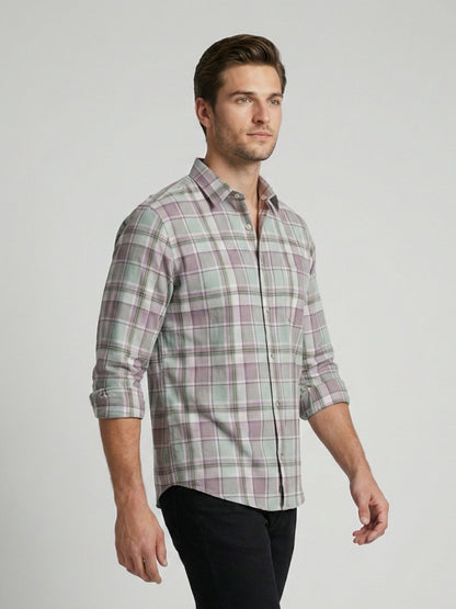 Mokajodi Men's Slim Fit Checks Regular Shirt