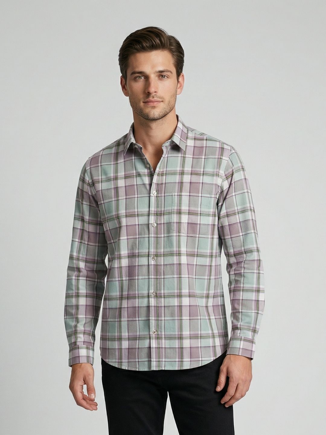 Mokajodi Men's Slim Fit Checks Regular Shirt