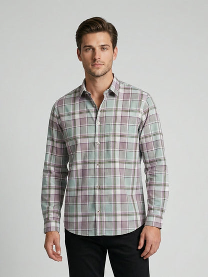 Mokajodi Men's Slim Fit Checks Regular Shirt