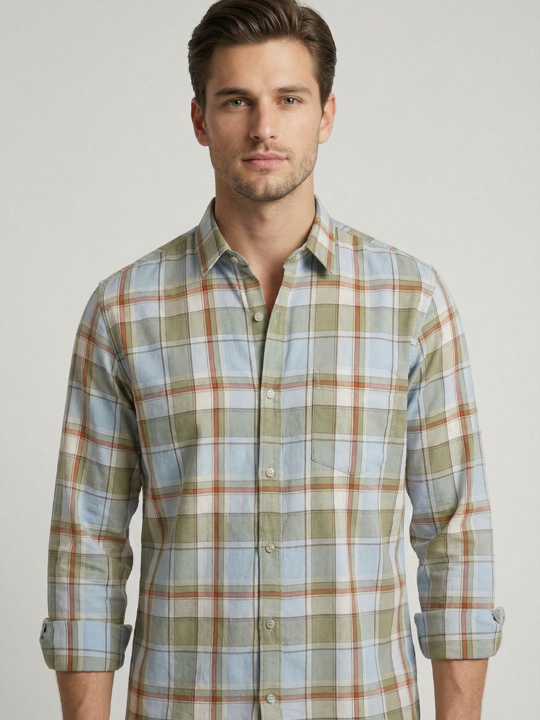 Mokajodi Men's Slim Fit Checks Regular Shirt