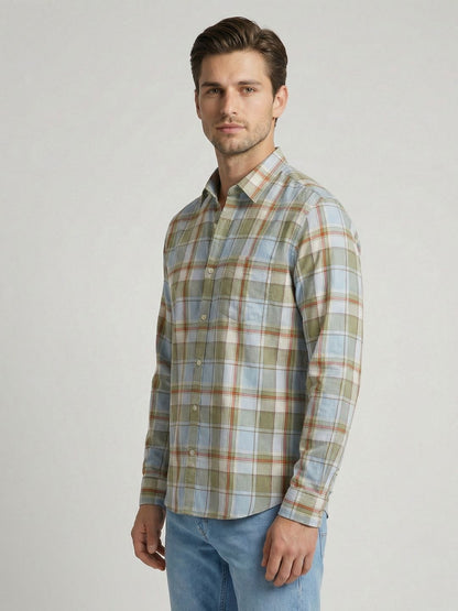 Mokajodi Men's Slim Fit Checks Regular Shirt