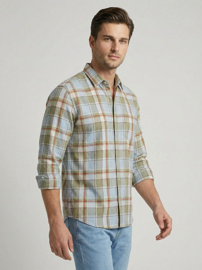 Mokajodi Men's Slim Fit Checks Regular Shirt