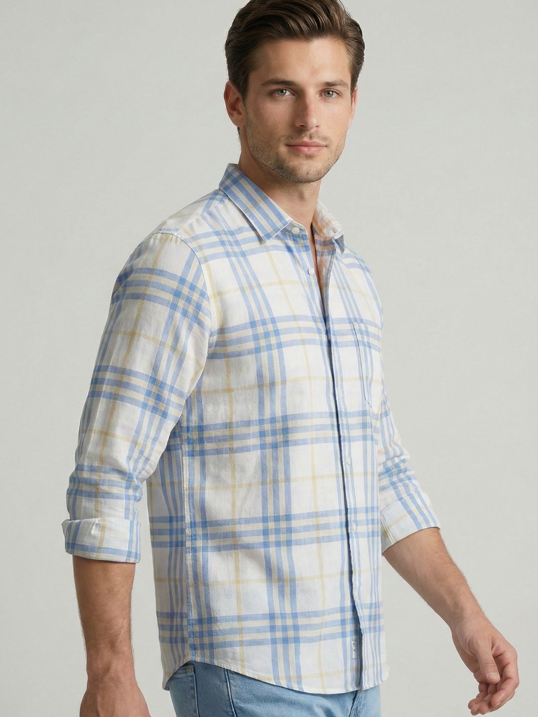 Mokajodi Men's Slim Fit Checks Regular Shirt
