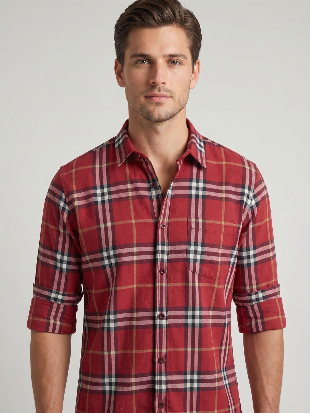 Mokajodi Men's Slim Fit Checks Regular Shirt