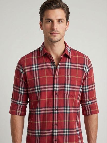 Mokajodi Men's Slim Fit Checks Regular Shirt