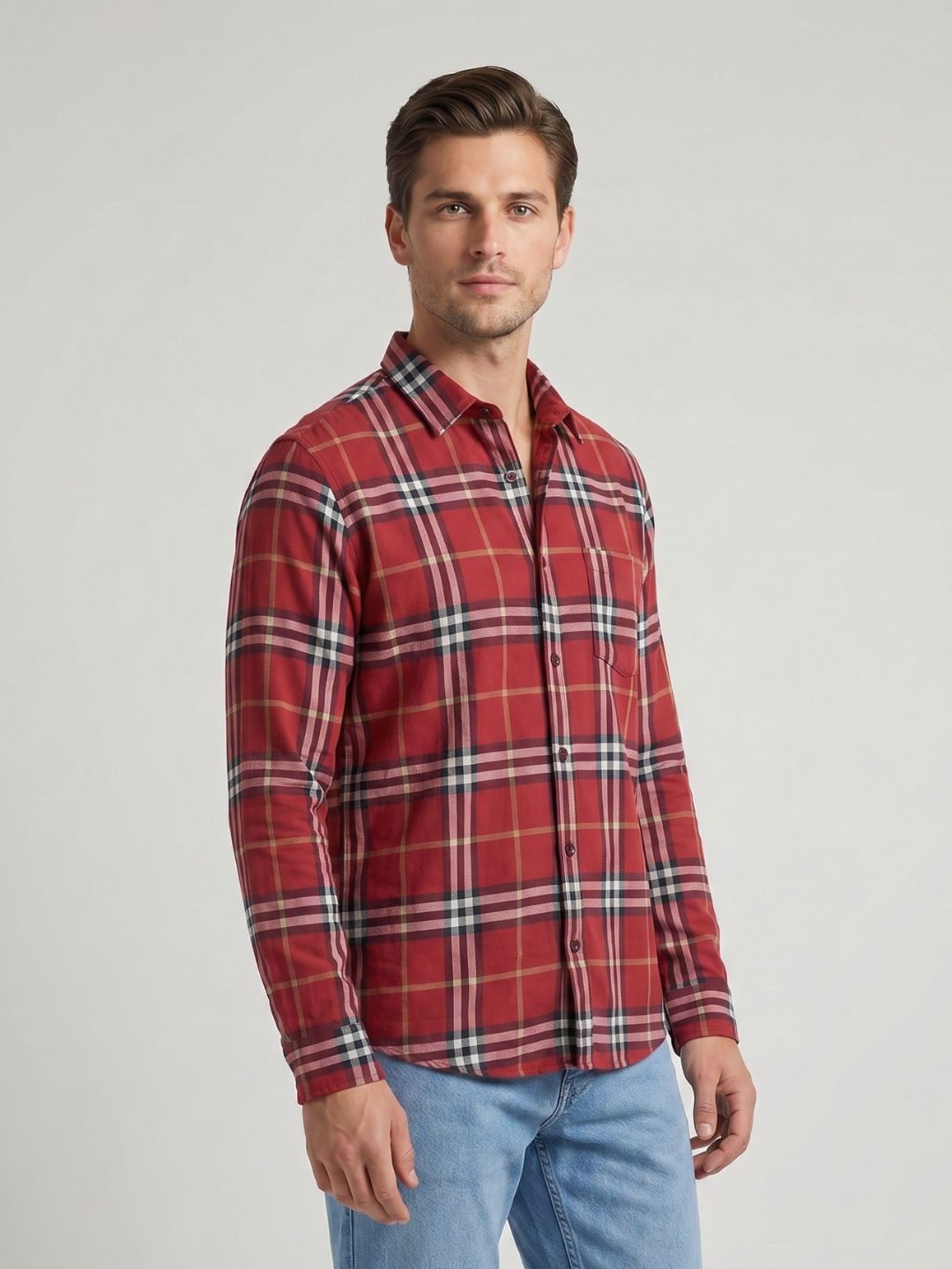 Mokajodi Men's Slim Fit Checks Regular Shirt