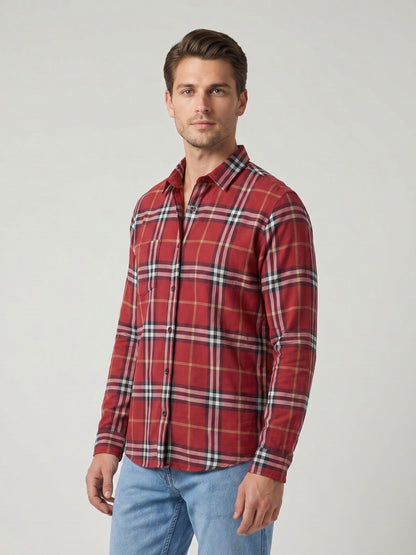 Mokajodi Men's Slim Fit Checks Regular Shirt