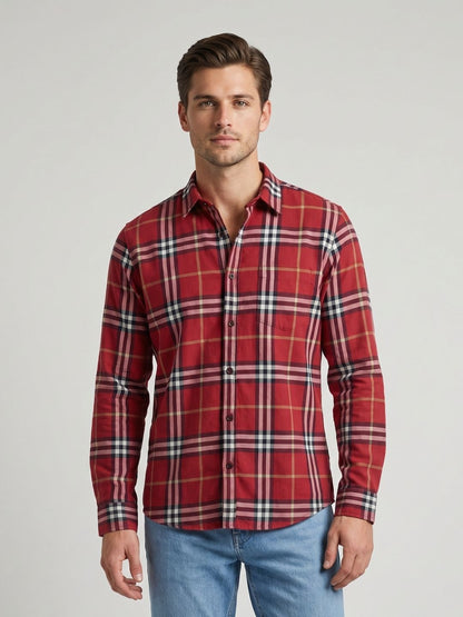 Mokajodi Men's Slim Fit Checks Regular Shirt