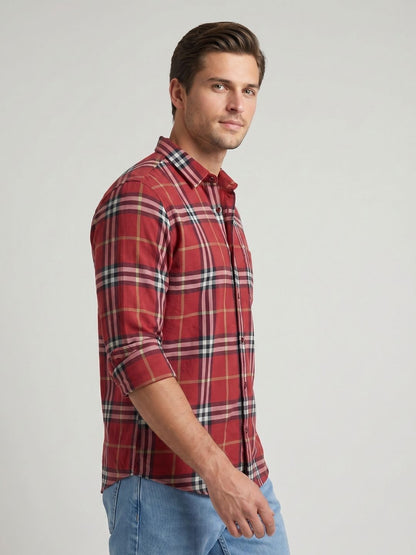 Mokajodi Men's Slim Fit Checks Regular Shirt