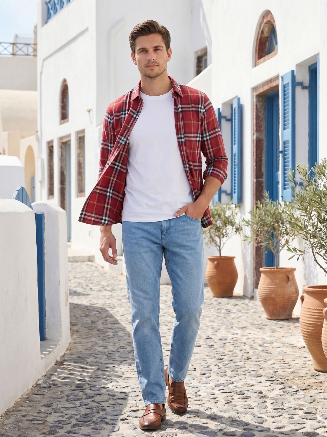 Mokajodi Men's Slim Fit Checks Regular Shirt