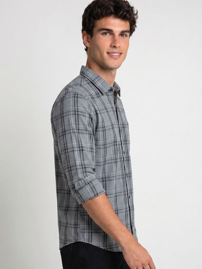 Mokajodi Men's Slim Fit Checks Regular Shirt