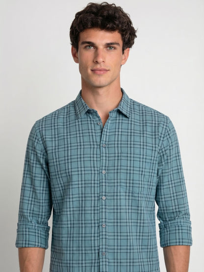 Mokajodi Men's Slim Fit Checks Regular Shirt