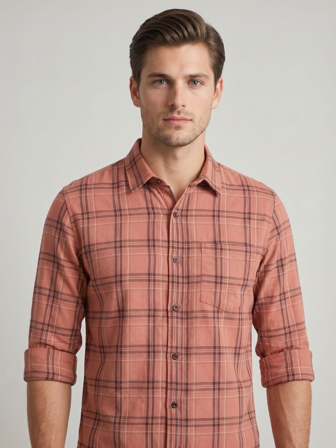 Mokajodi Men's Slim Fit Checks Regular Shirt