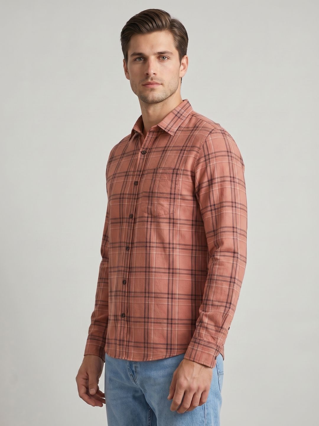 Mokajodi Men's Slim Fit Checks Regular Shirt