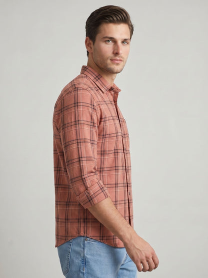 Mokajodi Men's Slim Fit Checks Regular Shirt