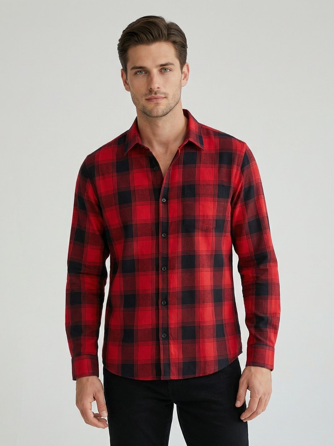 Mokajodi Men's Slim Fit Checks Regular Shirt