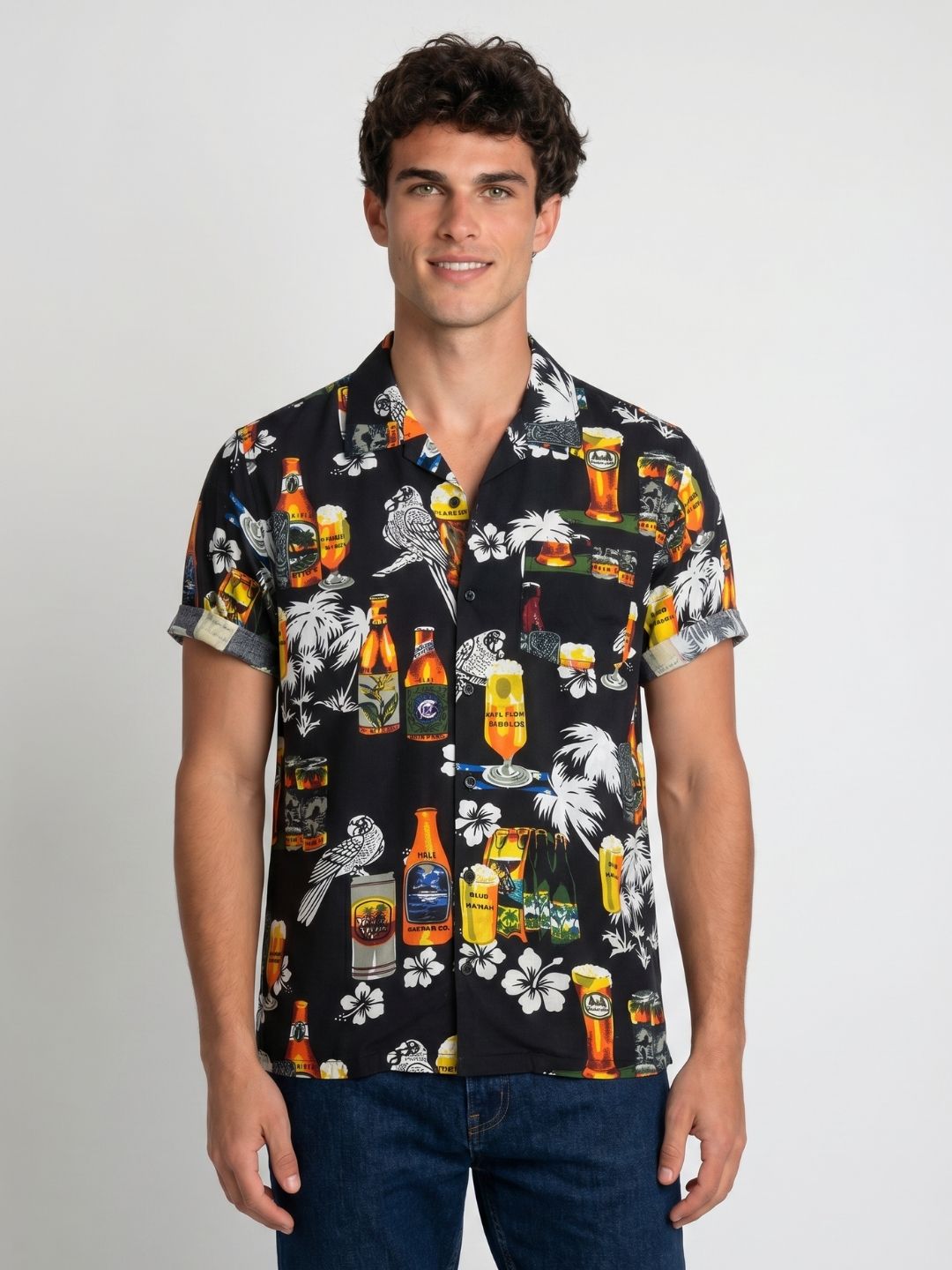 Mokajodi Men's Relaxed Printed Cuban Collar Shirt