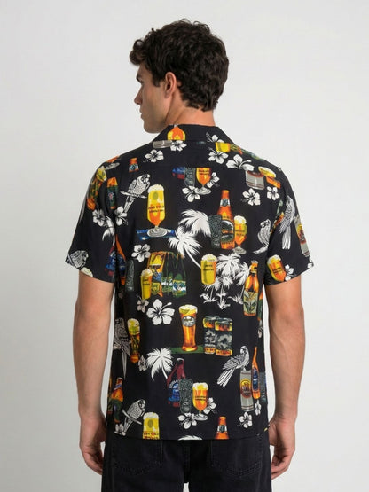 Mokajodi Men's Relaxed Printed Cuban Collar Shirt