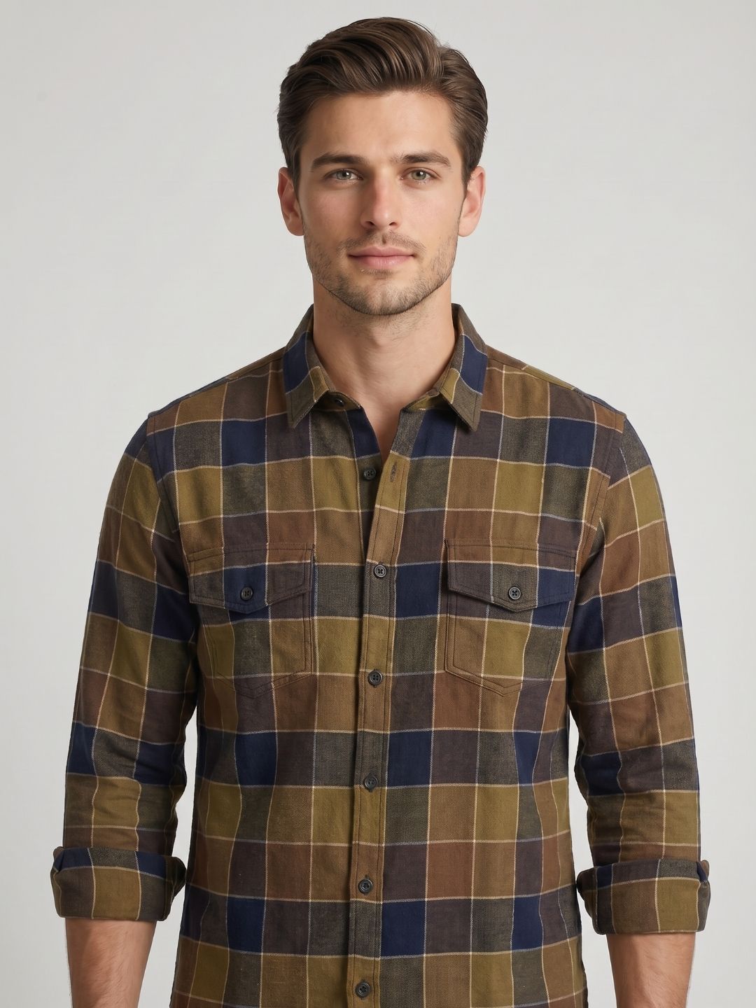 Mokajodi Men's Slim Fit Checks Regular Shirt