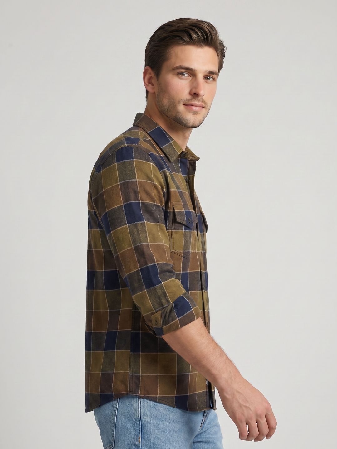 Mokajodi Men's Slim Fit Checks Regular Shirt